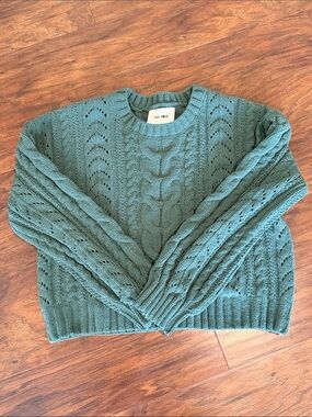 PINK ROSE Forest Green Cable Knit Sweater